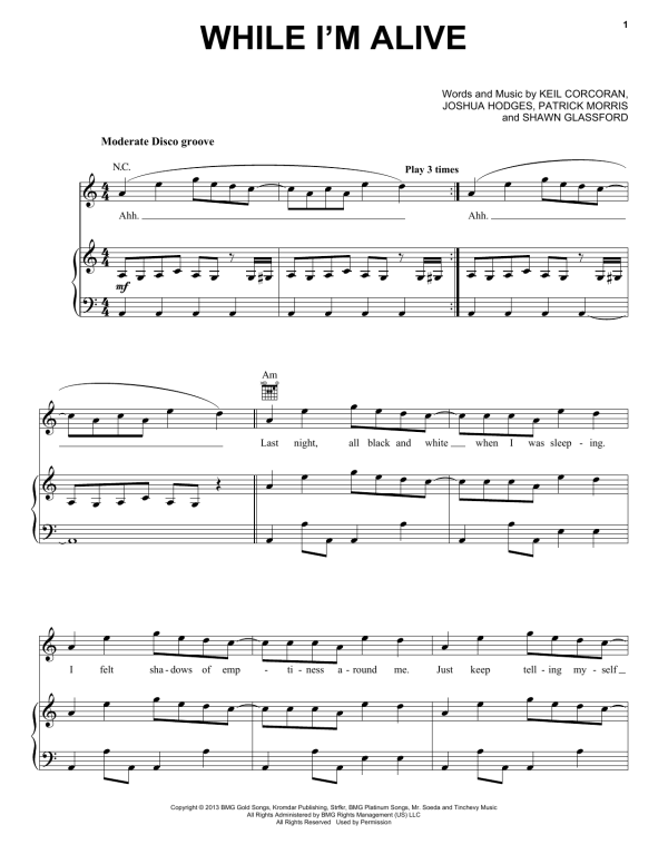 Strfkr While I'm Alive Musik Noten - Piano, Vocal & Guitar Chords - 155399-0