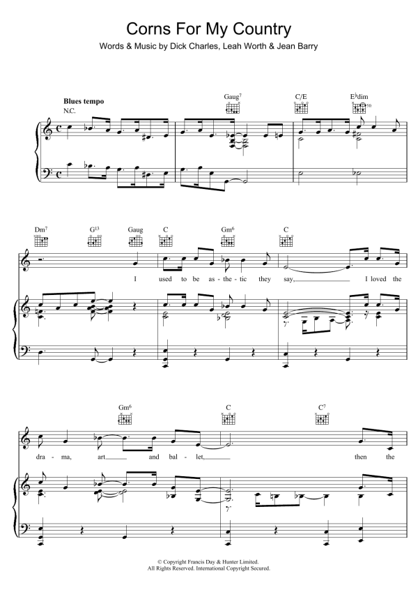 The Andrews Sisters Corns For My Country Musik Noten - Piano, Vocal & Guitar Chords - 117828-0