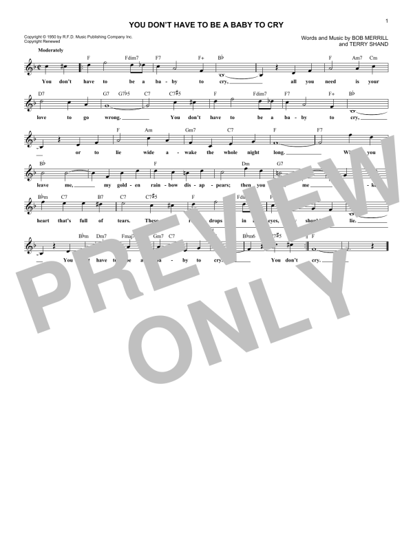 The Caravelles You Don't Have To Be A Baby To Cry Musik Noten - Lead Sheet / Fake Book - 174679-0