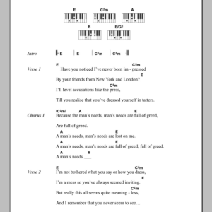 The Cribs Men's Needs Musik Noten - Piano Chords/Lyrics - 110273-0