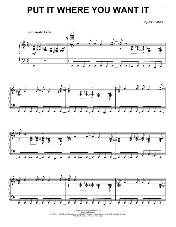 The Crusaders Put It Where You Want It Musik Noten - Piano, Vocal & Guitar Chords - 156759-0