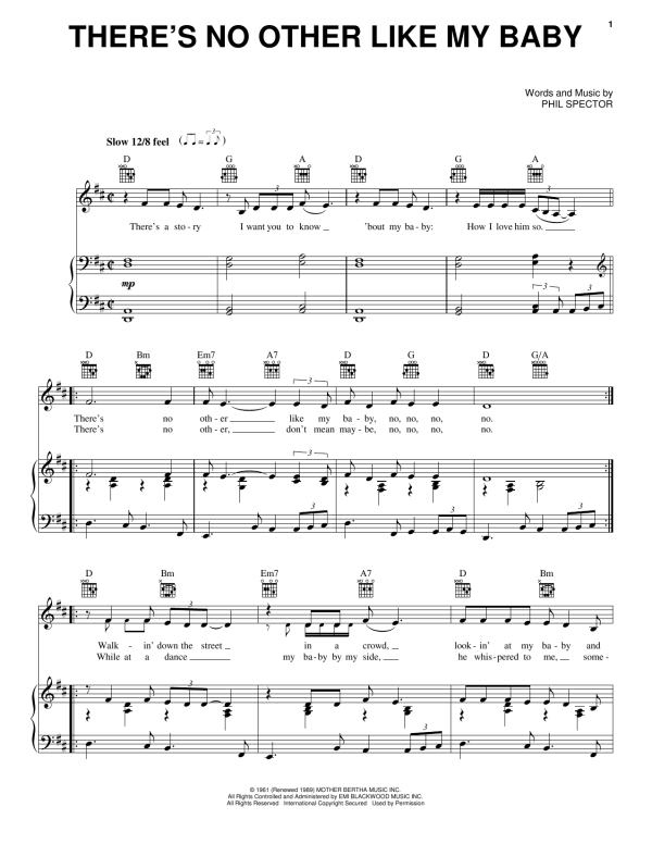 The Crystals There's No Other Like My Baby Musik Noten - Piano, Vocal & Guitar Chords - 155578-0