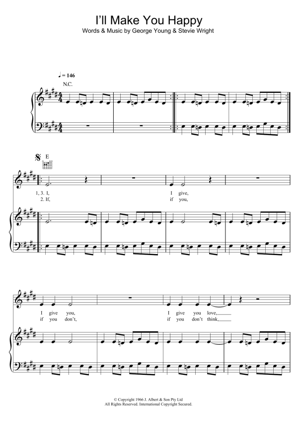The Easybeats I'll Make You Happy Musik Noten - Piano, Vocal & Guitar Chords - 123543-0