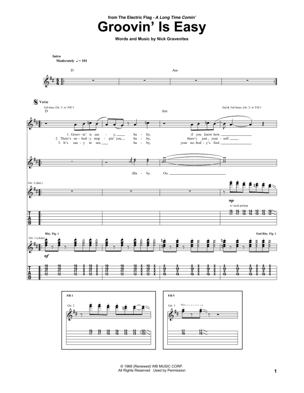 The Electric Flag Groovin' Is Easy Musik Noten - Guitar Tab - 162743-0
