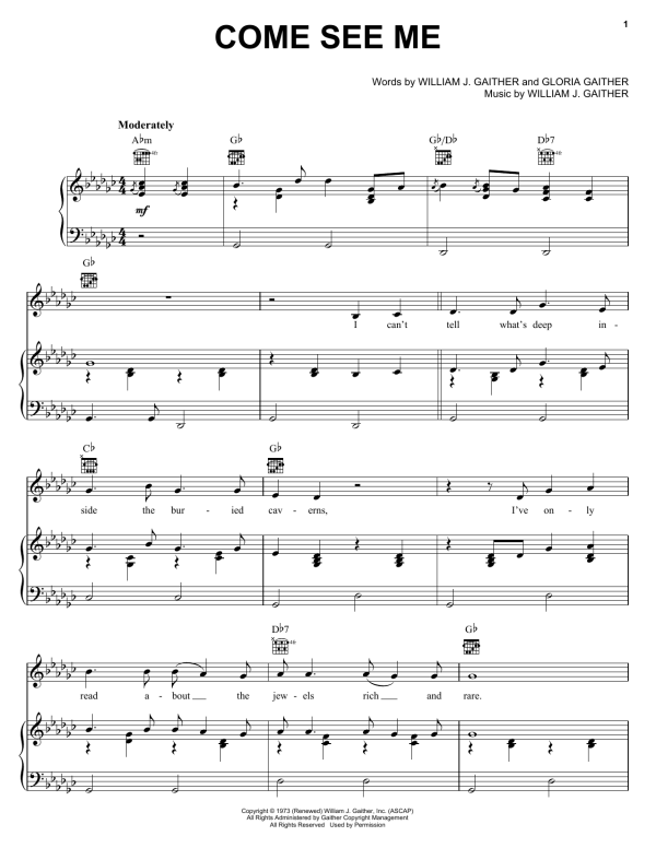 The Hoppers Come See Me Musik Noten - Piano, Vocal & Guitar Chords - 157503-0