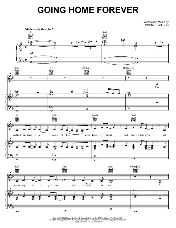 The Hoppers Going Home Forever Musik Noten - Piano, Vocal & Guitar Chords - 157498-0