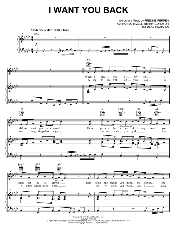 The Jackson 5 I Want You Back Musik Noten - Guitar Chords/Lyrics - 116619-0