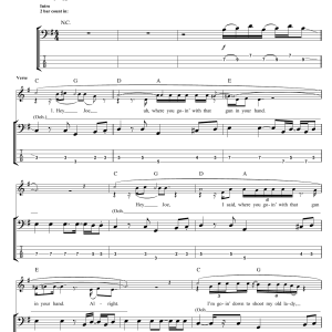 The Jimi Hendrix Experience Hey Joe Musik Noten - Bass Guitar Tab - 116975-0