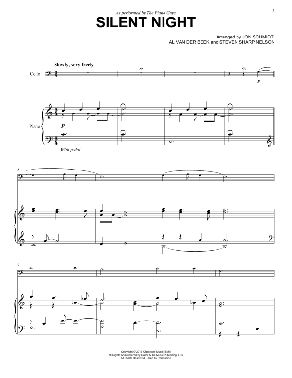 The Piano Guys Silent Night Musik Noten - Cello and Piano - 150603-0