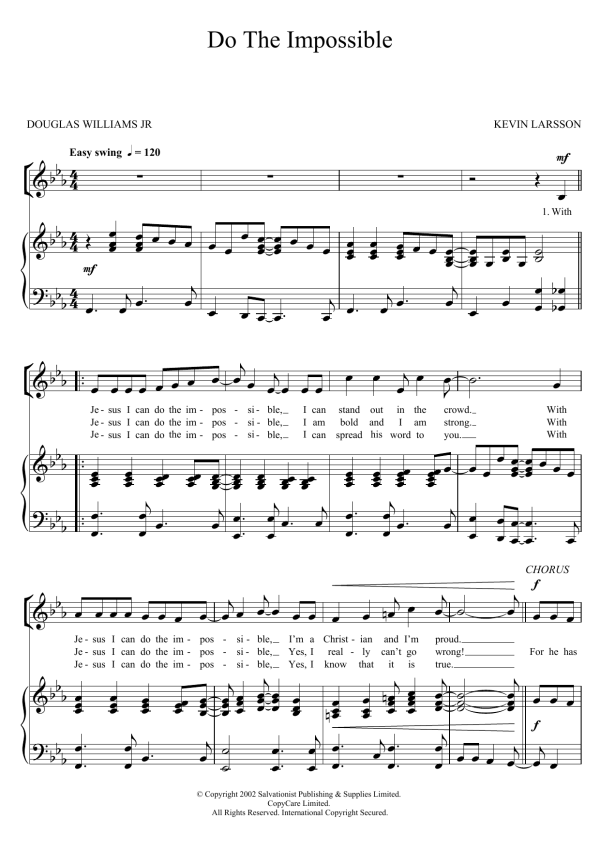 The Salvation Army Do The Impossible Musik Noten - Unison Choir - 123219-0