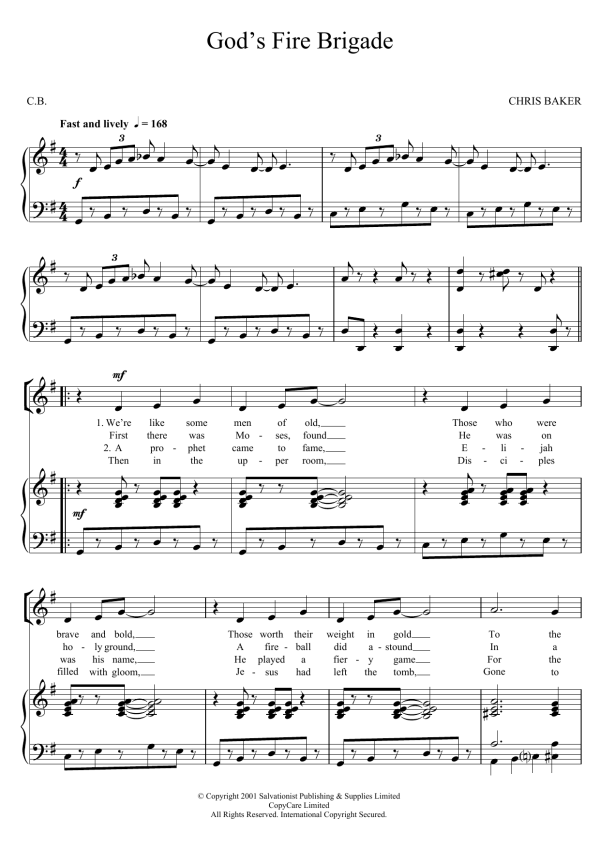 The Salvation Army God's Fire Brigade Musik Noten - Piano, Vocal & Guitar Chords - 123199-0
