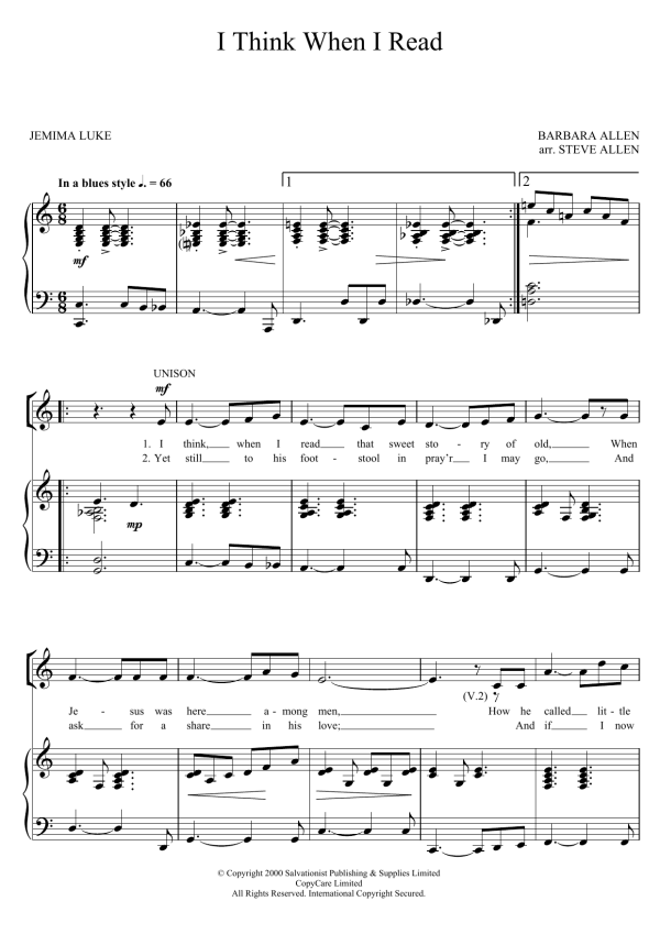 The Salvation Army I Think When I Read Musik Noten - Piano, Vocal & Guitar Chords - 123145-0