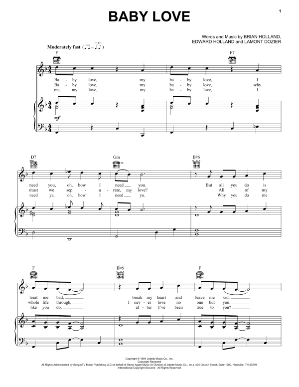 The Supremes Baby Love Musik Noten - Guitar Chords/Lyrics - 118278-0