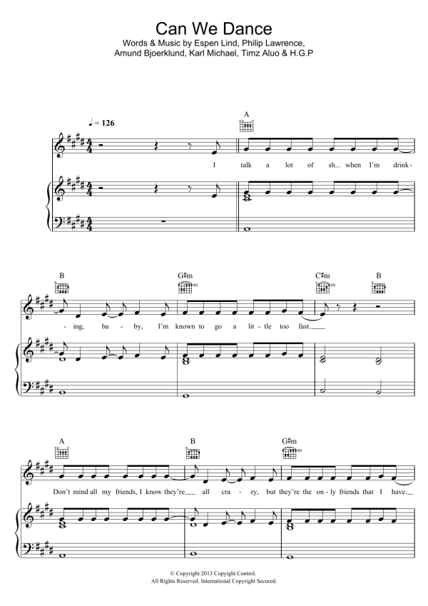 The Vamps Can We Dance Musik Noten - Piano, Vocal & Guitar Chords - 117066-0