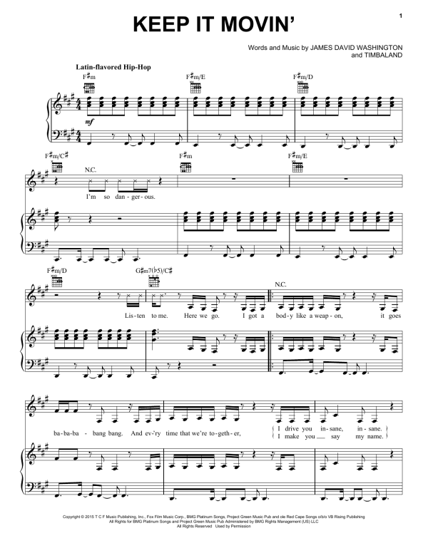 Tiana/Serayah McNeill/Hakeem Lyon/Bryshere Gray Keep It Movin' Musik Noten - Piano, Vocal & Guitar Chords - 159958-0