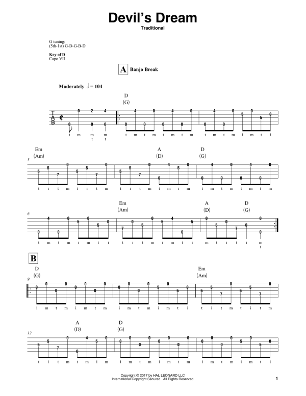 Traditional Devil's Dream Musik Noten - Banjo Tab - 178591-0