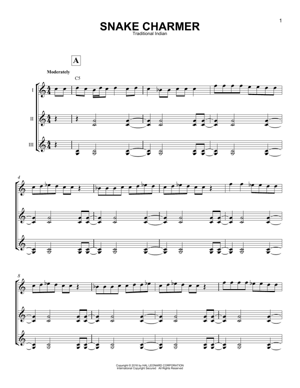 Traditional Indian Snake Charmer Musik Noten - Guitar Ensemble - 172857-0