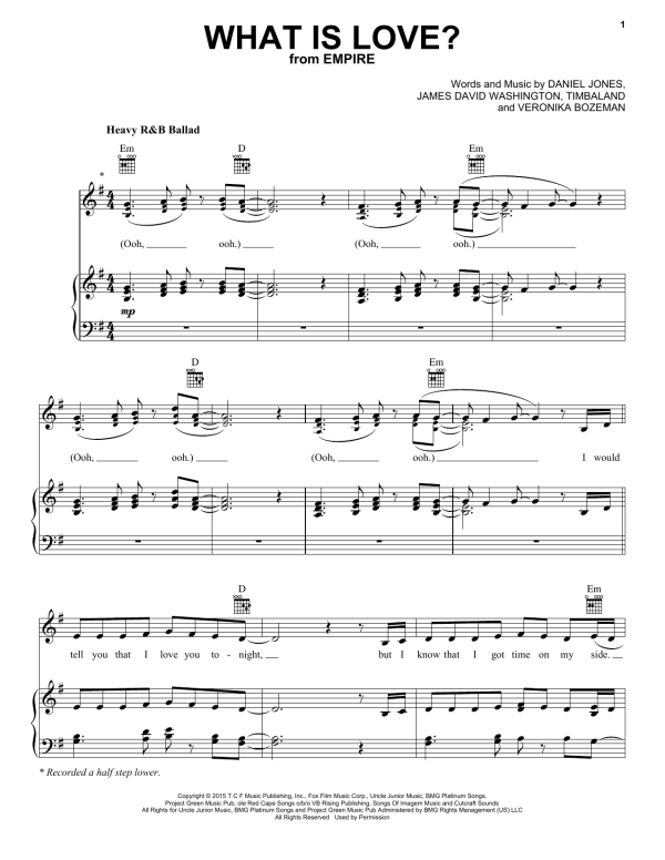 V/Veronika Bozeman What Is Love Musik Noten - Piano, Vocal & Guitar Chords - 159906-0