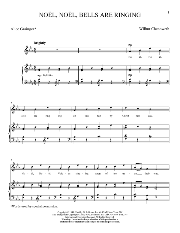 Wilbur Chenoweth Noel, Noel, Bells Are Ringing Musik Noten - Piano & Vocal - 156412-0
