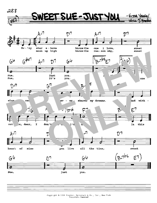 Will J. Harris Sweet Sue-Just You Musik Noten - Real Book – Melody, Lyrics & Chords - 93411-0
