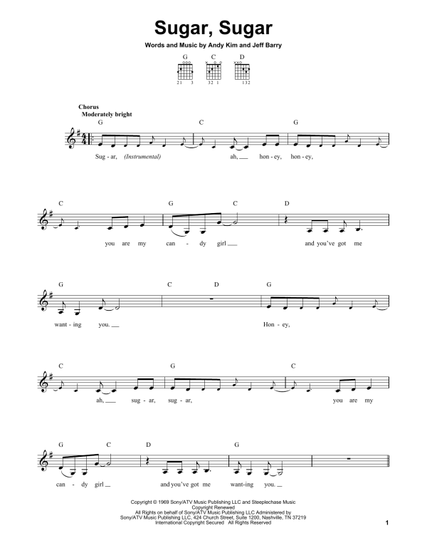 Wilson Pickett Sugar, Sugar Musik Noten - Easy Guitar - 156590-0