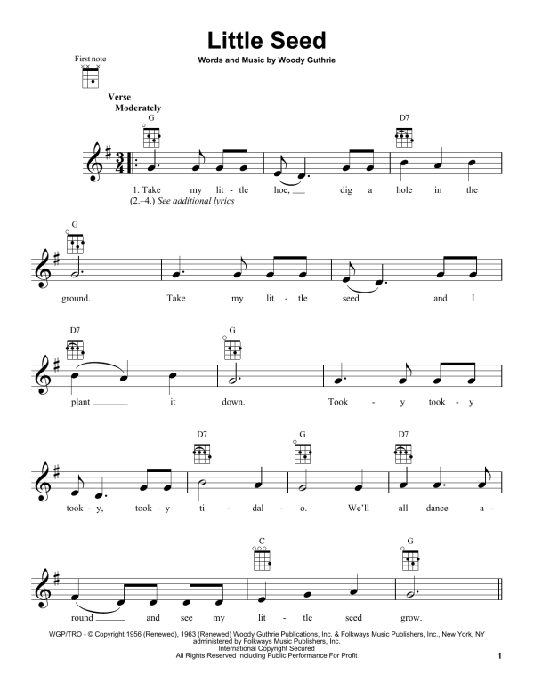 Woody Guthrie Little Seed Musik Noten - Ukulele - 155613-0