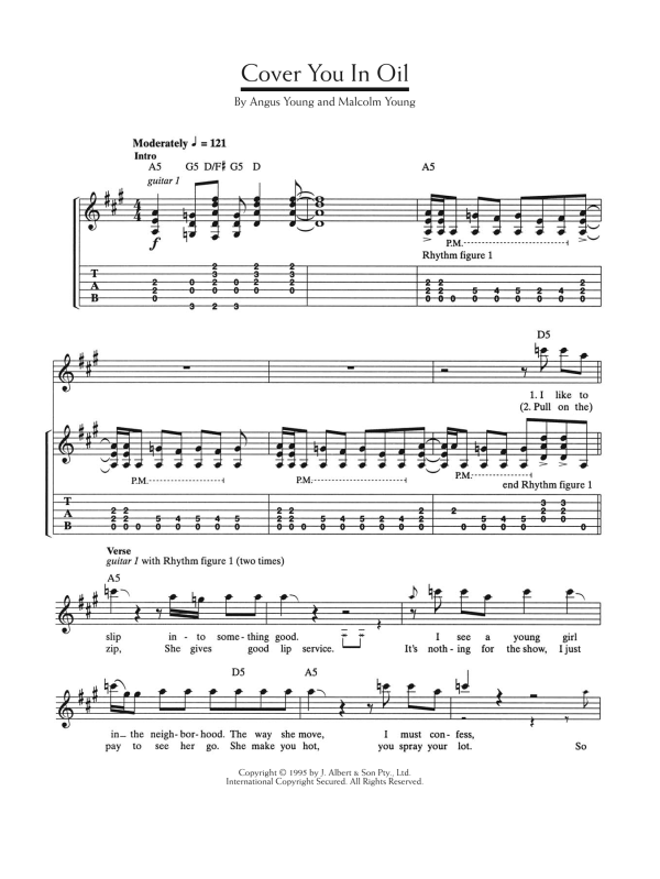 AC/DC Cover You In Oil Musik Noten - Guitar Tab - 124068-0