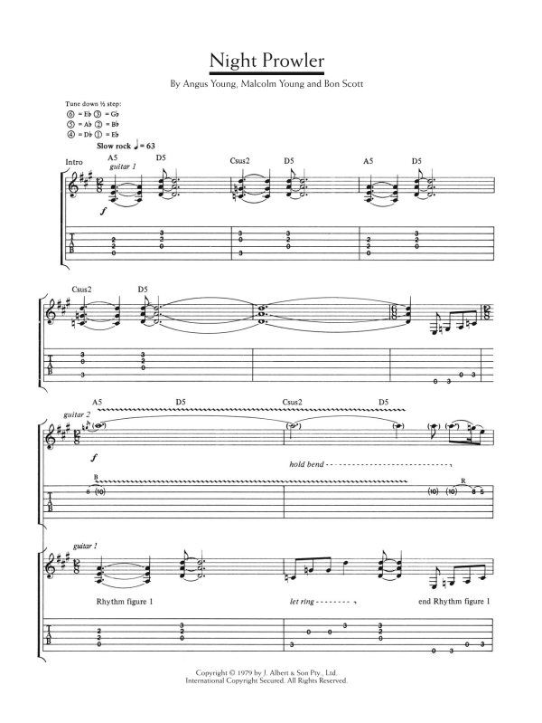 AC/DC Night Prowler Musik Noten - Guitar Tab - 124078-0