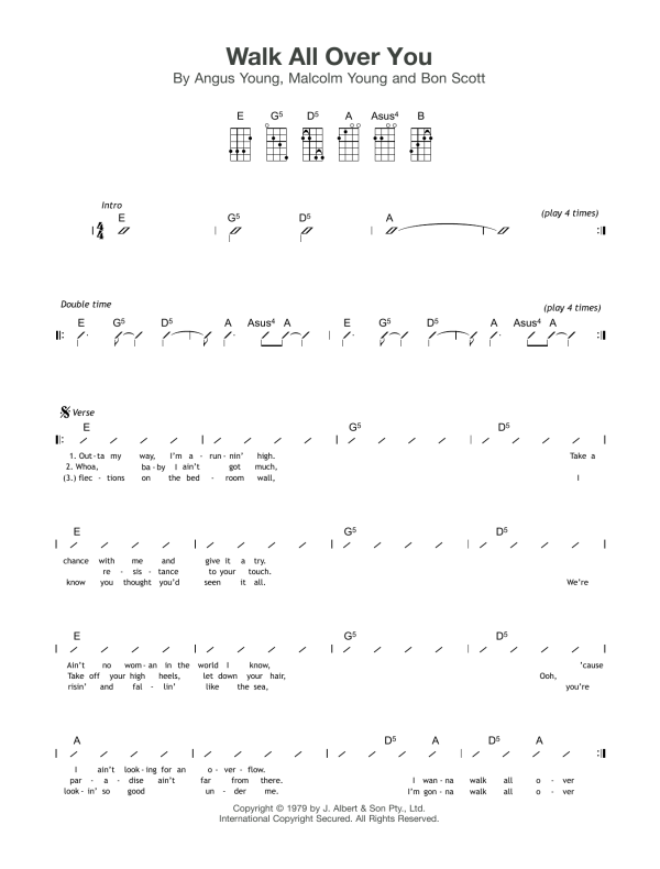 AC/DC Walk All Over You Musik Noten - Guitar Tab - 124110-0
