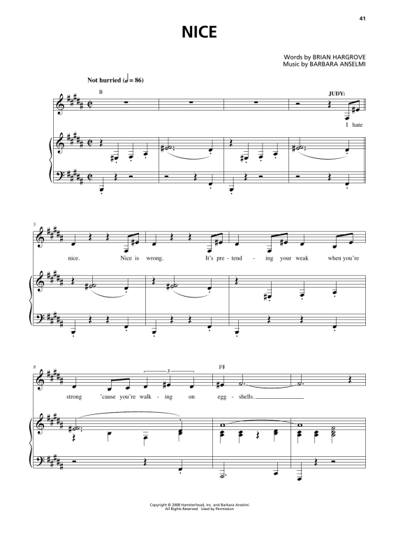 Barbara Anselmi & Brian Hargrove Nice Musik Noten - Piano & Vocal - 170716-0