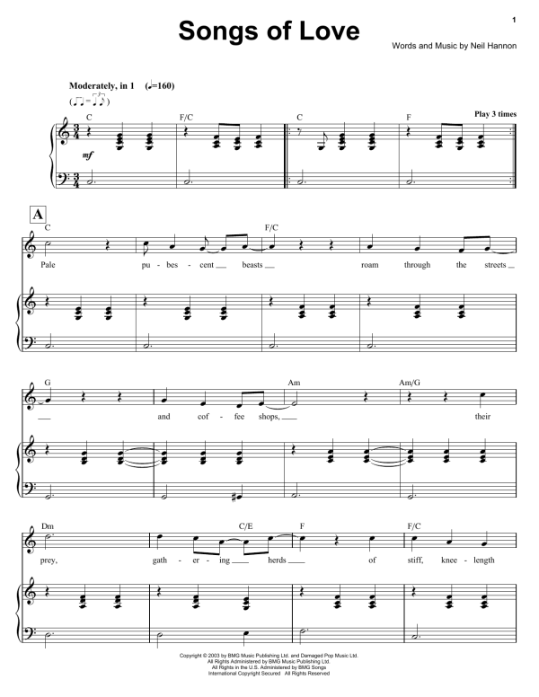Ben Folds Songs Of Love Musik Noten - Keyboard Transcription - 176810-0