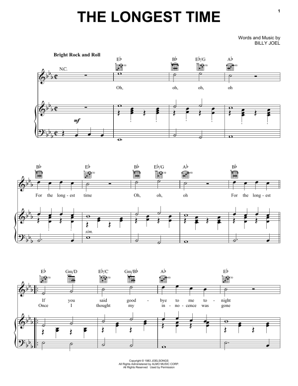 Billy Joel The Longest Time Musik Noten - Lead Sheet / Fake Book - 85608-0