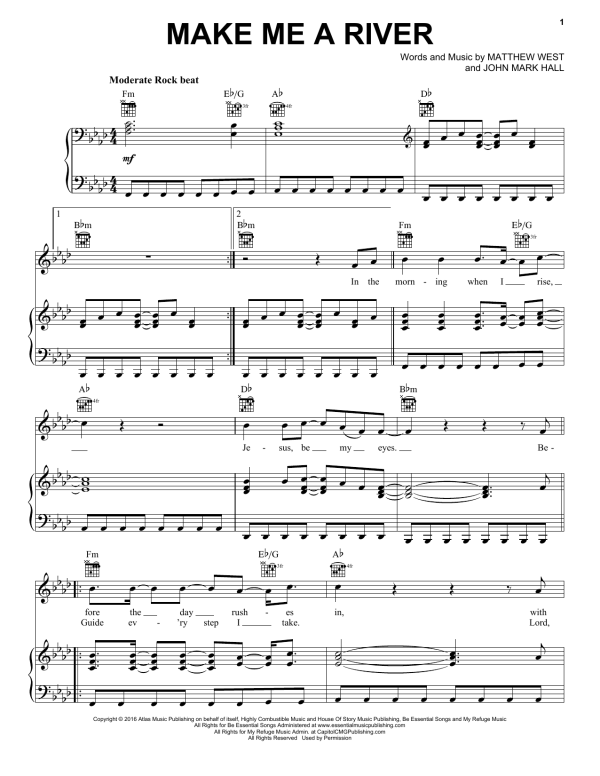 Casting Crowns Make Me A River Musik Noten - Piano, Vocal & Guitar Chords - 176036-0