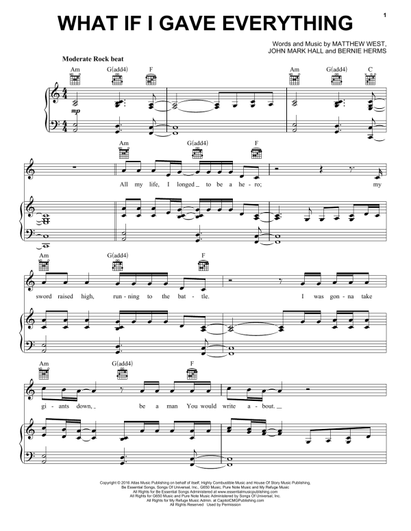 Casting Crowns What If I Gave Everything Musik Noten - Piano, Vocal & Guitar Chords - 176039-0