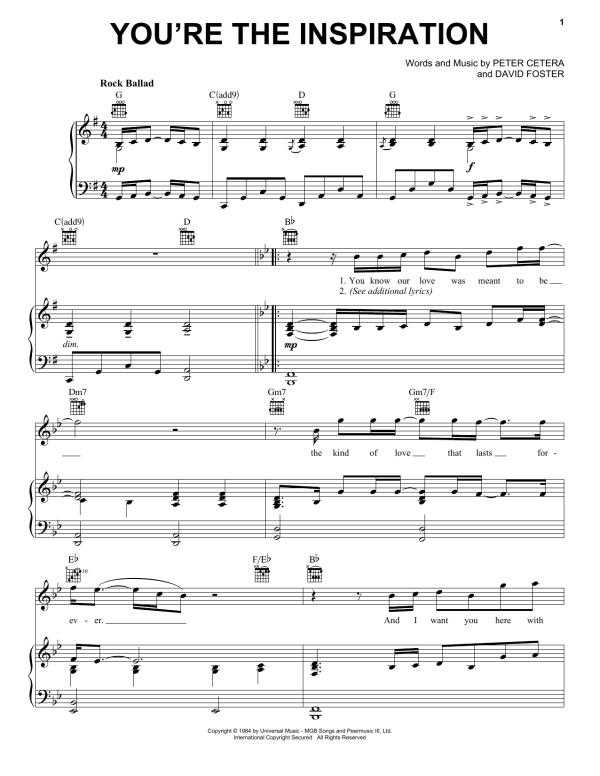 Chicago You're The Inspiration Musik Noten - Lead Sheet / Fake Book - 85704-0