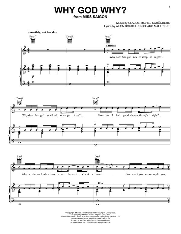 Claude-Michel Schonberg Why God Why? Musik Noten - Lead Sheet / Fake Book - 85589-0