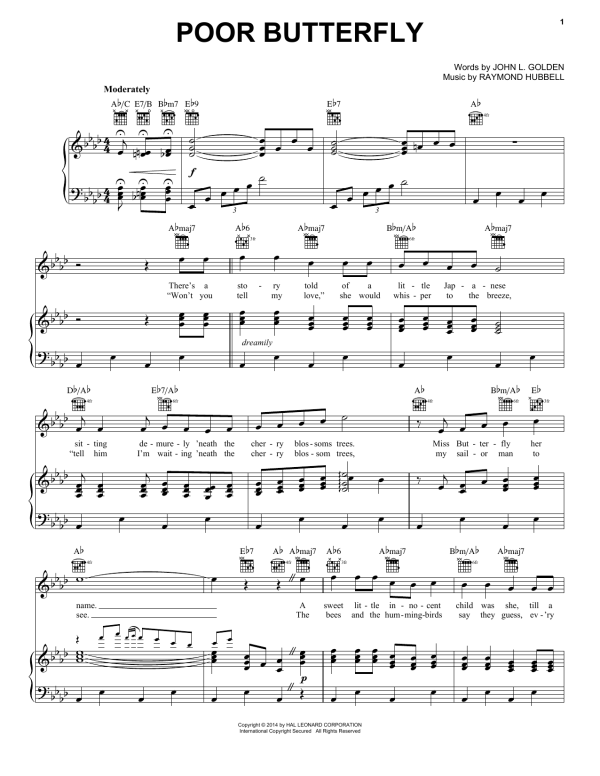 Count Basie Poor Butterfly Musik Noten - Piano, Vocal & Guitar Chords - 152607-0