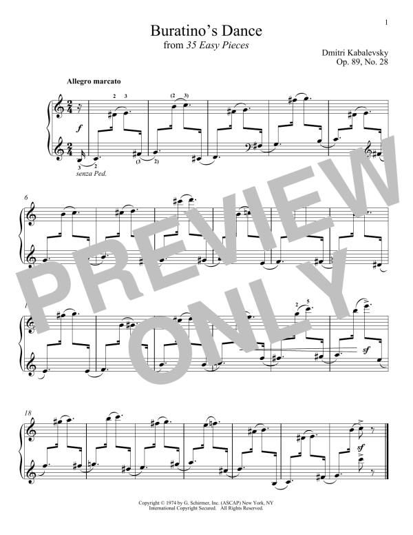 Dmitri Kabalevsky Buratino's Dance Musik Noten - Piano Solo - 180083-0