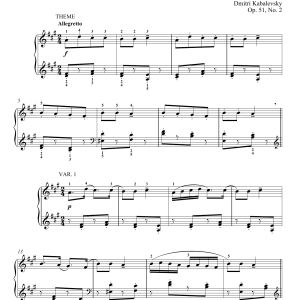 Dmitri Kabalevsky Dance Variations On A Russian Folk Song, Op. 51, No. 2 Musik Noten - Piano Solo - 180082-0