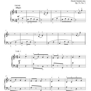 Dmitri Kabalevsky Five Variations On A Russian Folk Song, Op. 51, No. 1 Musik Noten - Piano Solo - 180084-0