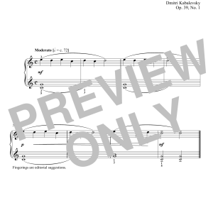 Dmitri Kabalevsky Melody, Op. 39, No. 1 Musik Noten - Piano Solo - 180148-0