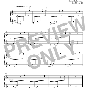 Dmitri Kabalevsky Scherzo, Op. 39, No. 12 Musik Noten - Piano Solo - 180145-0