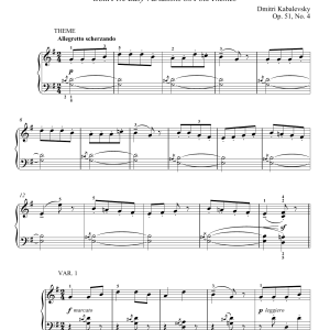 Dmitri Kabalevsky Seven Cheerful Variations On A Slovakian Folk Song, Op. 51, No. 4 Musik Noten - Piano Solo - 180085-0