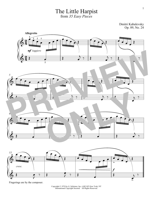 Dmitri Kabalevsky The Little Harpist, Op. 89, No. 24 Musik Noten - Piano Solo - 180141-0