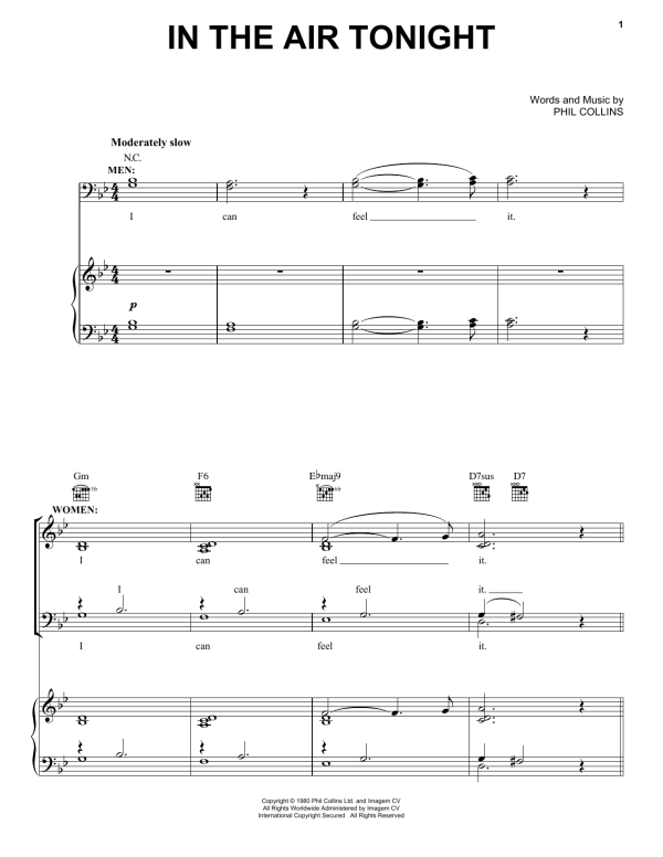 Duncan Sheik In The Air Tonight Musik Noten - Piano, Vocal & Guitar Chords - 171534-0