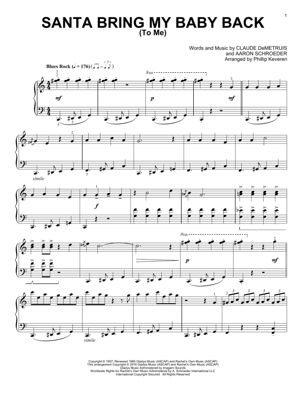 Elvis Presley Santa, Bring My Baby Back (To Me) (arr. Phillip Keveren) Musik Noten - Piano Solo - 172893-0