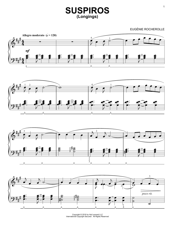Eugénie Rocherolle Suspiros Musik Noten - Piano Solo - 177351-0