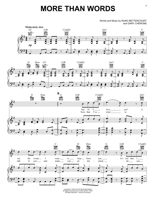 Extreme More Than Words Musik Noten - Lead Sheet / Fake Book - 85643-0