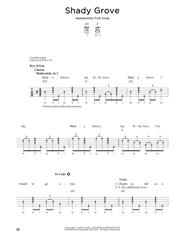 Greg Cahill Shady Grove Musik Noten - Banjo Tab - 172320-0