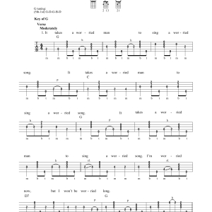 Greg Cahill Worried Man Blues Musik Noten - Banjo Tab - 172328-0